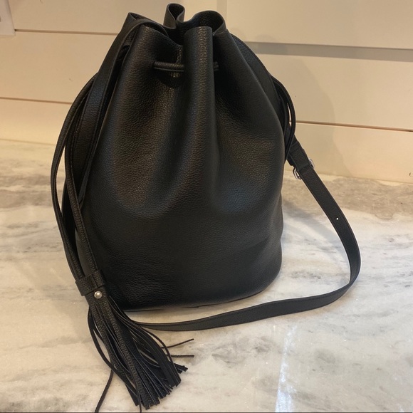 H&M Handbags - Black Leather Bucket Bag